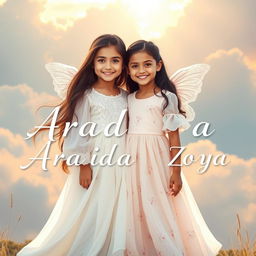 In a picturesque setting, two girls stand together in one frame, elegantly captured in a moment of joy