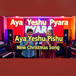 A vibrant YouTube video thumbnail for 'Aya Yeshu Pyara - New Christmas Song'