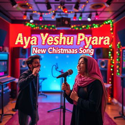 A vibrant YouTube video thumbnail for 'Aya Yeshu Pyara - New Christmas Song'
