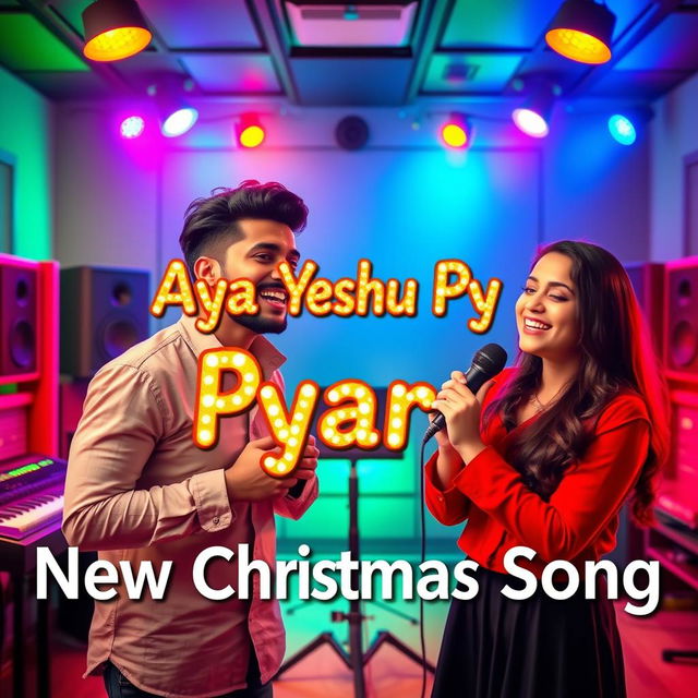 A vibrant YouTube video thumbnail for 'Aya Yeshu Pyara - New Christmas Song'