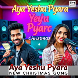 A striking YouTube video thumbnail for 'Aya Yeshu Pyara - New Christmas Song'