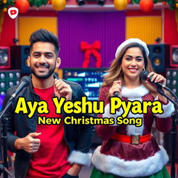 An eye-catching YouTube video thumbnail for 'Aya Yeshu Pyara - New Christmas Song'