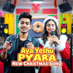 An eye-catching YouTube video thumbnail for 'Aya Yeshu Pyara - New Christmas Song'