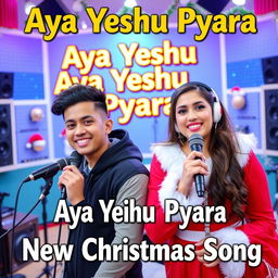 An eye-catching YouTube video thumbnail for 'Aya Yeshu Pyara - New Christmas Song'