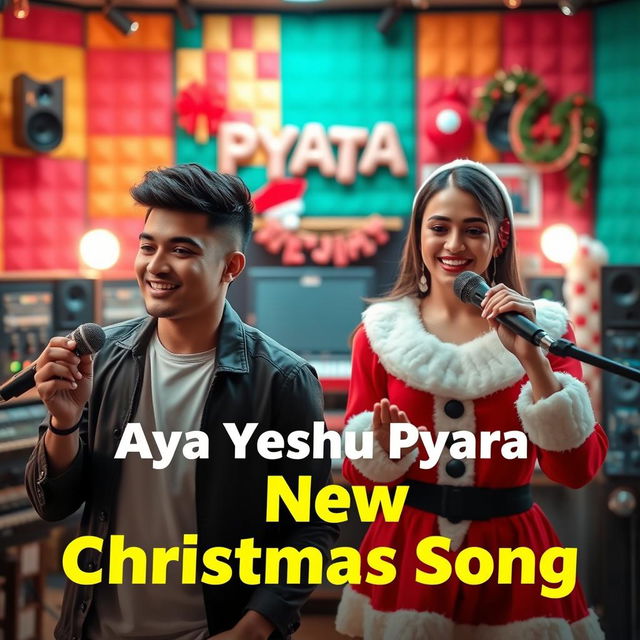 An eye-catching YouTube video thumbnail for 'Aya Yeshu Pyara - New Christmas Song'