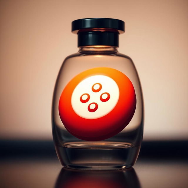 A close-up image of a closed, elegant glass flask with a smooth surface reflecting ambient light