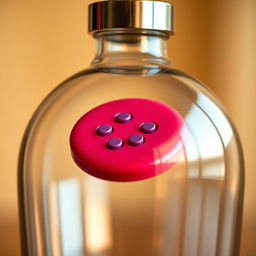 A close-up image of a closed, elegant glass flask with a smooth surface reflecting ambient light