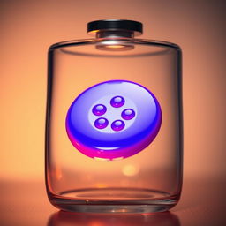 A close-up image of a closed, elegant glass flask with a smooth surface reflecting ambient light