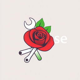 A sleek and modern logo design for 'Rose Property Maintenance Services', featuring a stylized rose integrated with tools like a wrench and a paint brush