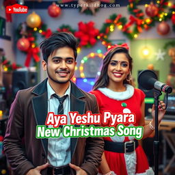 A vibrant YouTube video thumbnail for 'Aya Yeshu Pyara - New Christmas Song'