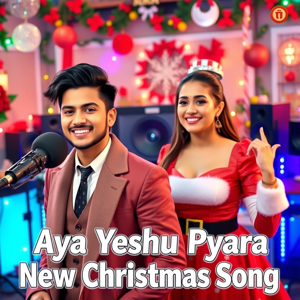 A vibrant YouTube video thumbnail for 'Aya Yeshu Pyara - New Christmas Song'