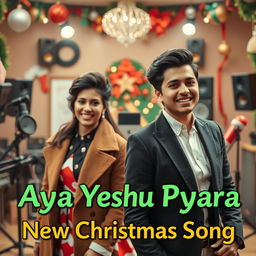 A captivating YouTube video thumbnail for 'Aya Yeshu Pyara - New Christmas Song'