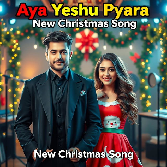 A captivating YouTube video thumbnail for 'Aya Yeshu Pyara - New Christmas Song'