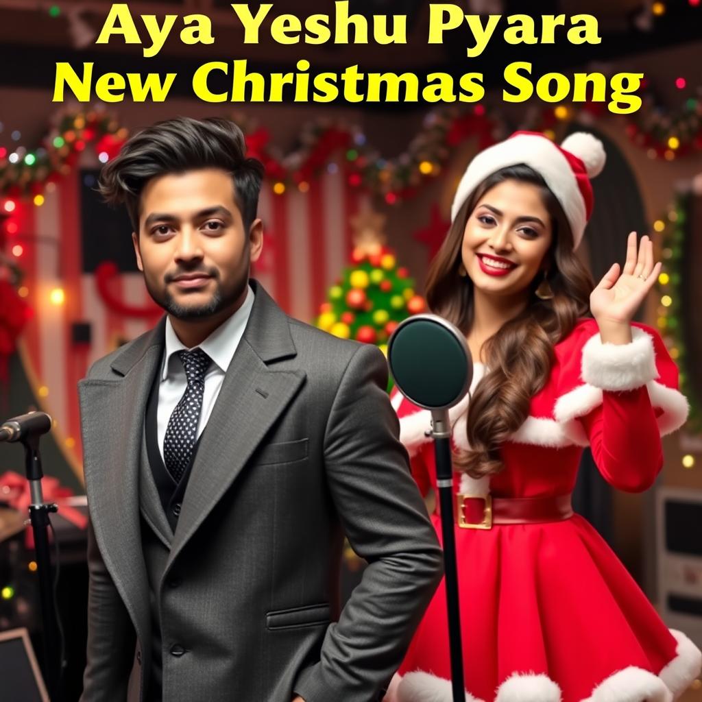 An eye-catching YouTube video thumbnail for 'Aya Yeshu Pyara - New Christmas Song'