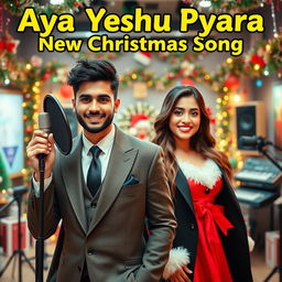 An eye-catching YouTube video thumbnail for 'Aya Yeshu Pyara - New Christmas Song'