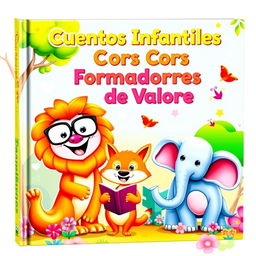 A colorful and vibrant book cover featuring animated animals in playful and friendly poses