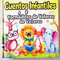 A colorful and vibrant book cover featuring animated animals in playful and friendly poses