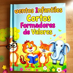 A colorful and vibrant book cover featuring animated animals in playful and friendly poses