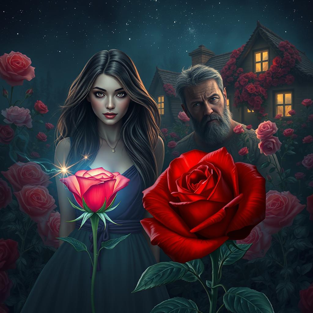 In a mystical rose village enveloped in the beauty and fragrance of blooming roses, a painter named Selena arrives, searching for inspiration