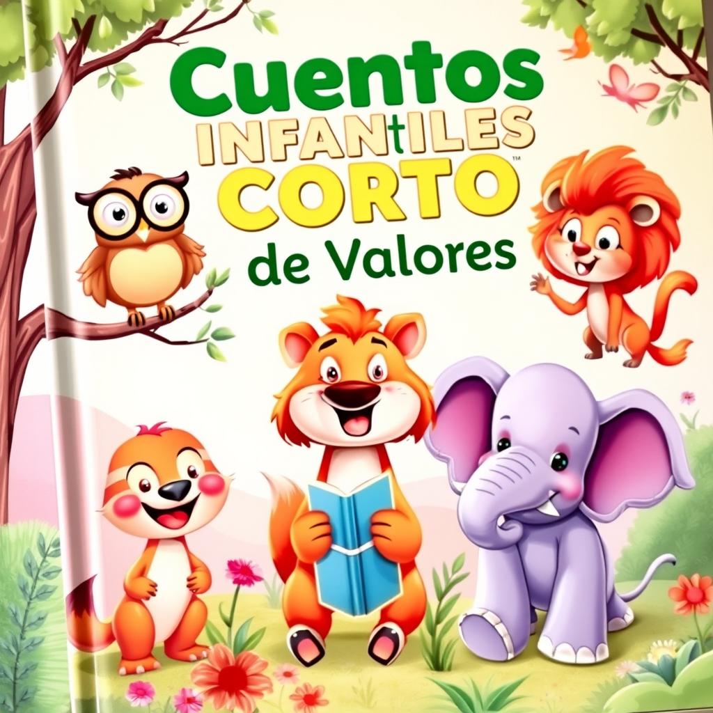 A lively and enchanting book cover featuring animated animals in cheerful and engaging poses