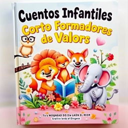 A lively and enchanting book cover featuring animated animals in cheerful and engaging poses