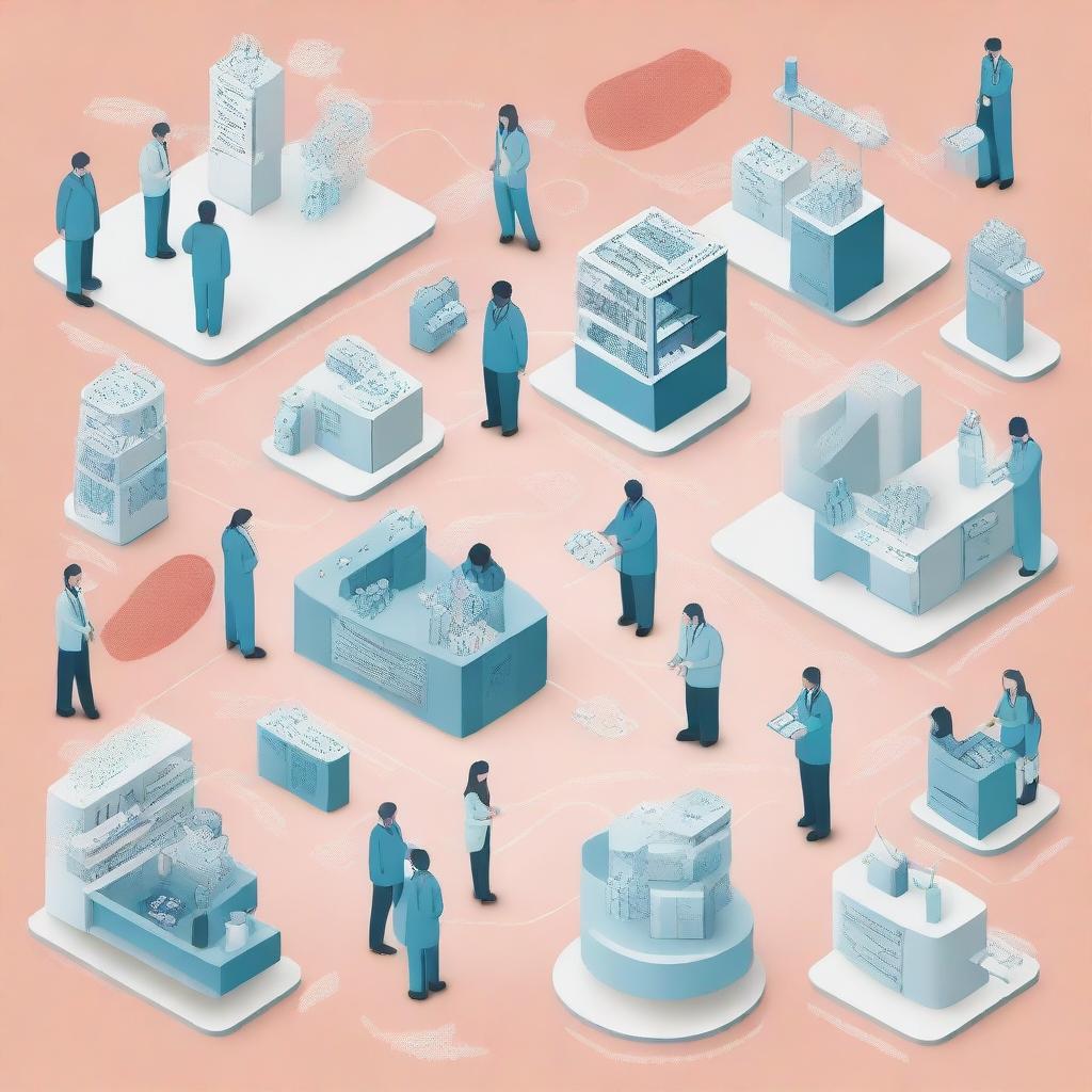 A high-quality digital art image depicting the process of ABC-analysis in optimizing pharmaceutical provision in the departments of a Republican Clinical Infectious Diseases Hospital