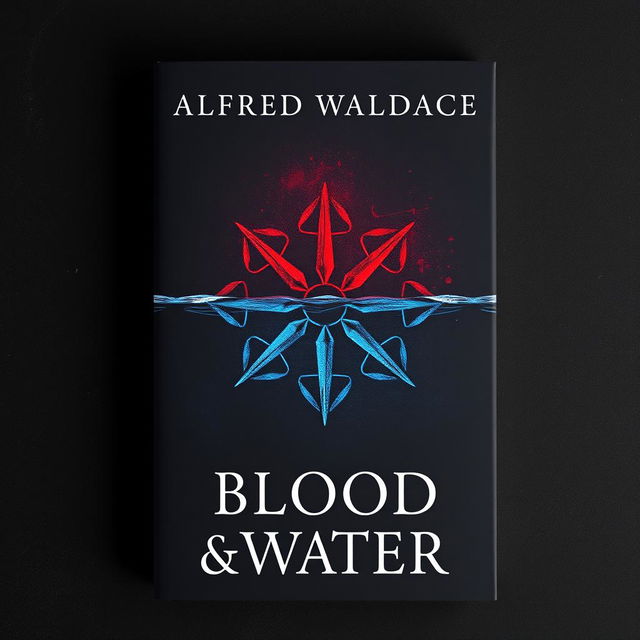 A stunning book cover design featuring a striking symbol that creatively combines elements of blood and water in the center