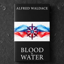 A stunning book cover design featuring a striking symbol that creatively combines elements of blood and water in the center