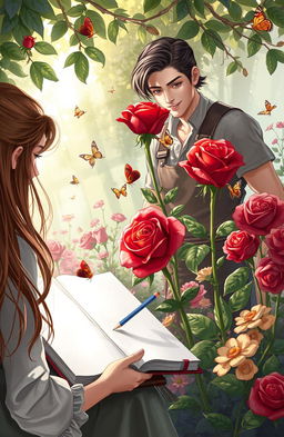 A captivating illustration for a fantasy book titled 'Bloody Rose Village'