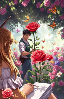 A captivating illustration for a fantasy book titled 'Bloody Rose Village'