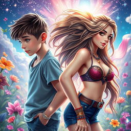 A stunning transformation scene showcasing a young boy morphing into a hot girl