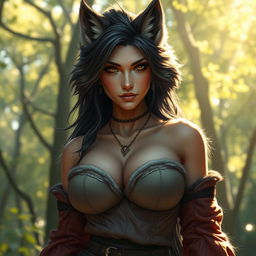 A breathtaking female werewolf, exuding softness and allure
