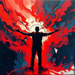 A dramatic and intense abstract representation of the concept of 'Ego'