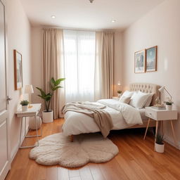 A beautifully decorated aesthetic bedroom measuring 2