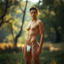 A tasteful artistic representation of a person standing confidently, with a focus on the beauty of the human form