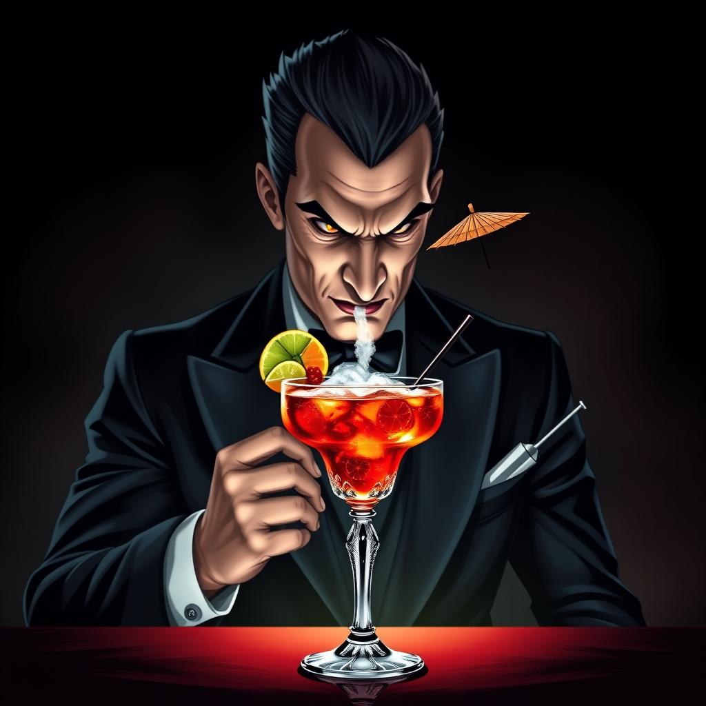 An iconic profile picture depicting a gentlemanly evil villain, dressed in a sharp, elegant suit with a sinister smirk