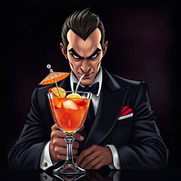 An iconic profile picture depicting a gentlemanly evil villain, dressed in a sharp, elegant suit with a sinister smirk