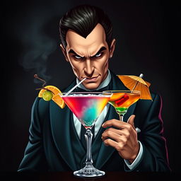 An iconic profile picture depicting a gentlemanly evil villain, dressed in a sharp, elegant suit with a sinister smirk