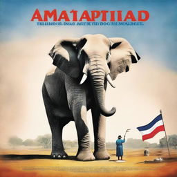 An image of highest quality, depicting a realistic elephant standing on its hind legs, holding a paintbrush in its trunk, and drawing a vibrant Thailand flag