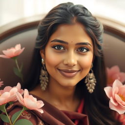 A soft and tasteful artistic representation of femininity, emphasizing the beauty and elegance of a young Indian woman, symbolizing empowerment and confidence