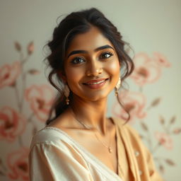 A soft and tasteful artistic representation of femininity, emphasizing the beauty and elegance of a young Indian woman, symbolizing empowerment and confidence