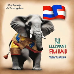 An image of highest quality, depicting a realistic elephant standing on its hind legs, holding a paintbrush in its trunk, and drawing a vibrant Thailand flag