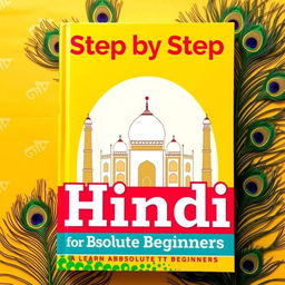 A visually appealing book cover for 'Step by Step Hindi for Absolute Beginners'
