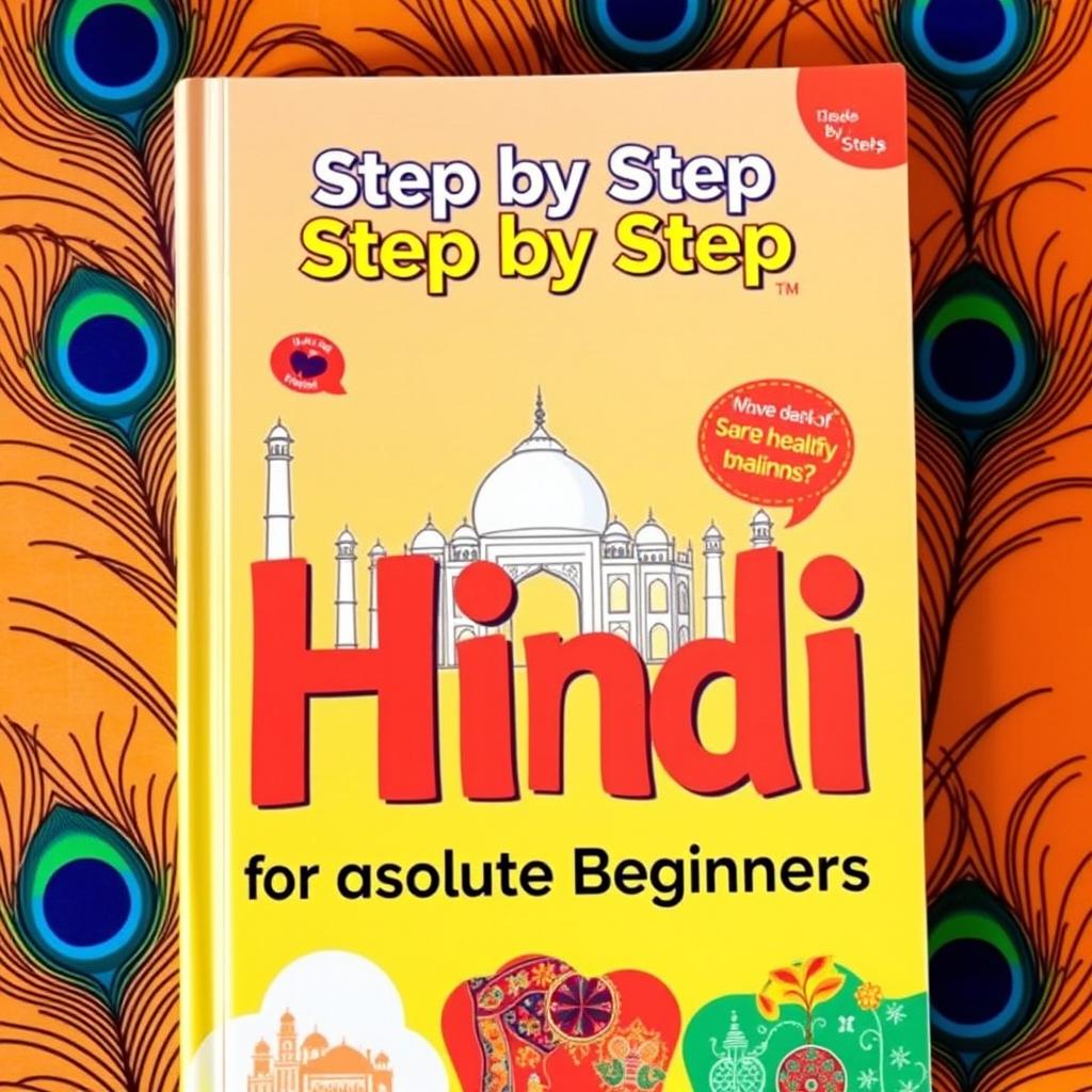 A visually appealing book cover for 'Step by Step Hindi for Absolute Beginners'