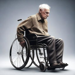 An image of a man in a wheelchair, rendered in a hyper-realistic style