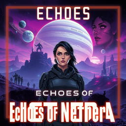 Cover illustration for a dystopian sci-fi novel titled "Echoes of Nethera"