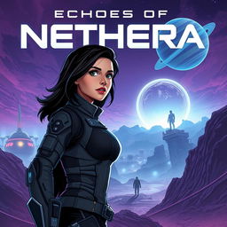 Cover illustration for a dystopian sci-fi novel titled "Echoes of Nethera"