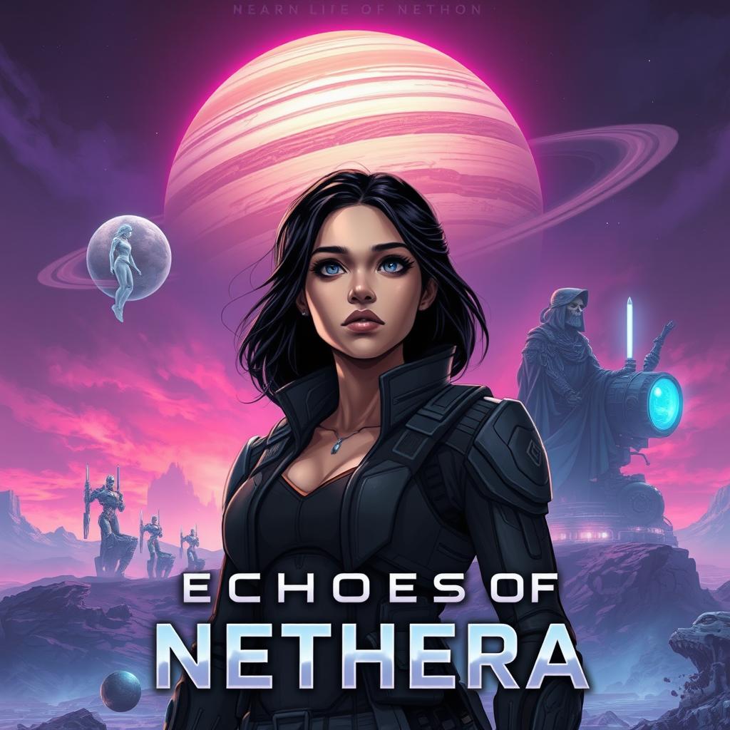 Cover illustration for a dystopian sci-fi novel titled "Echoes of Nethera"