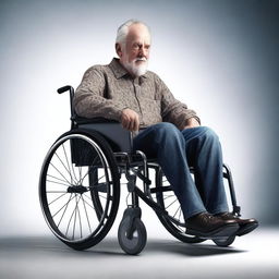 An image of a man in a wheelchair, rendered in a hyper-realistic style