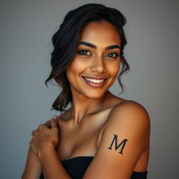 A portrait of Lara, a striking young woman aged 24, with a slim figure and a captivating personality